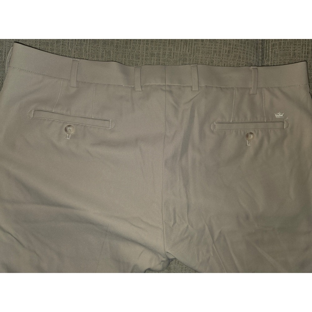 Peter Millar Mens Wicking Performance Golf Shorts Khaki Tan Size 40 Crown Logo